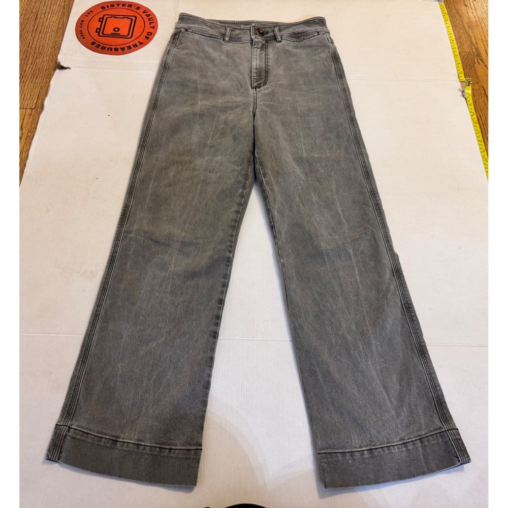 Loft Extra High-Rise Wide-Leg Gray Jeans Stretch Denim Pants Womens 25